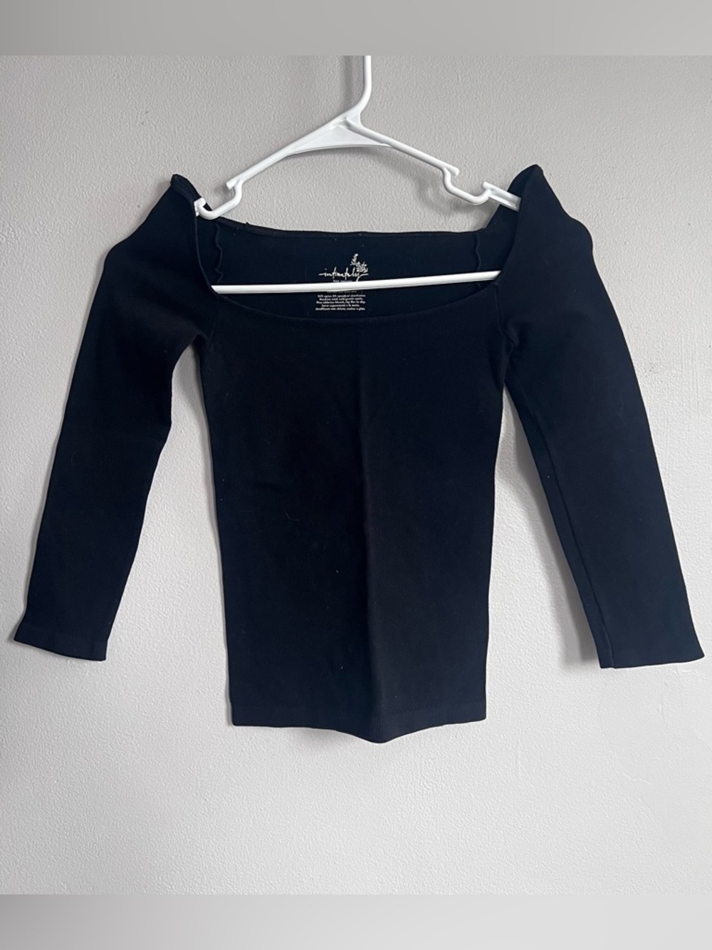 Intimately Free People Off the Shoulder Ribbed 3/4 Sleeve Top‎ Black XS/S